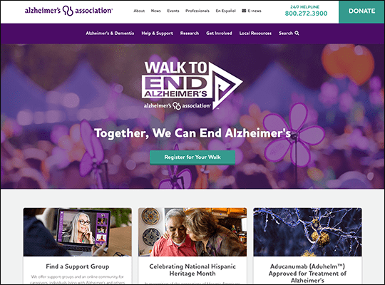 Alzheimer's Association has one of the best nonprofit websites.