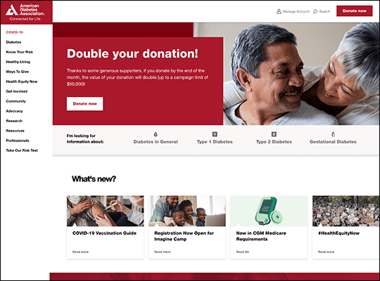The American Diabetes Association has one of the best nonprofit websites.