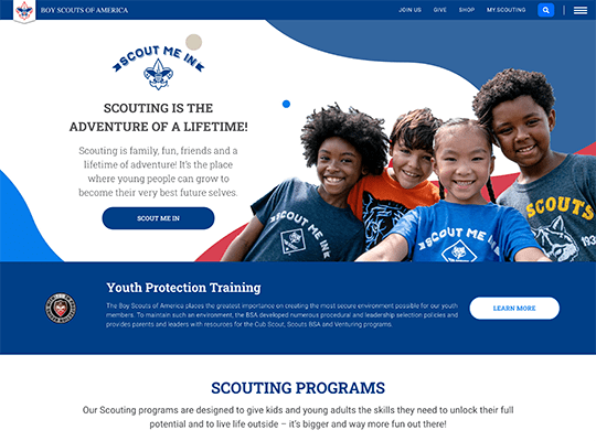 Boy Scouts of America has one of the best nonprofit websites.