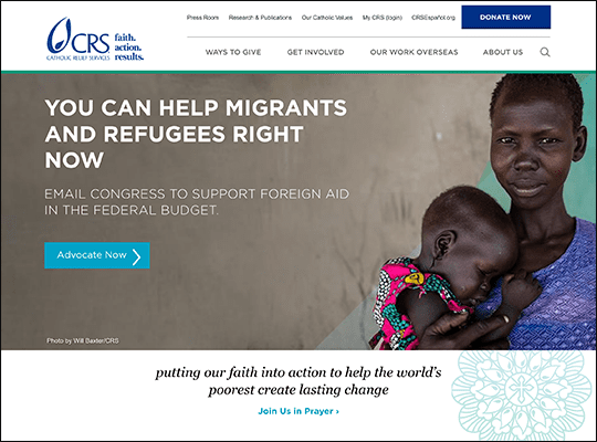 Catholic Relief Services has one of the best nonprofit websites.