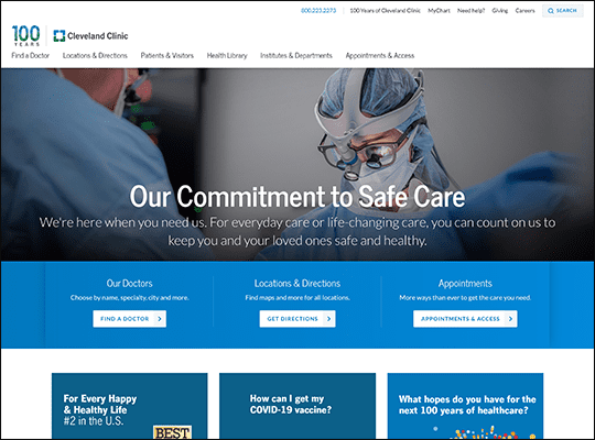The Cleveland Clinic Foundation has one of the best nonprofit websites.