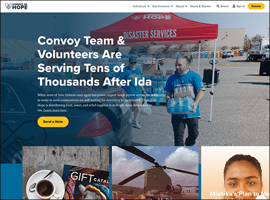 Convoy of Hope has one of the best nonprofit websites.