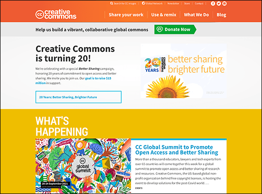 Creative Commons has one of the best nonprofit websites.