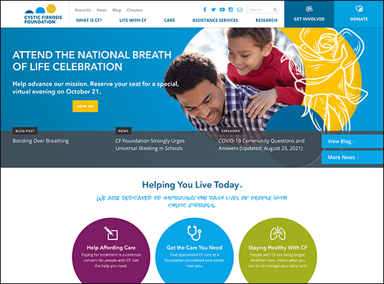 Cystic Fibrosis Foundation has one of the best nonprofit websites.