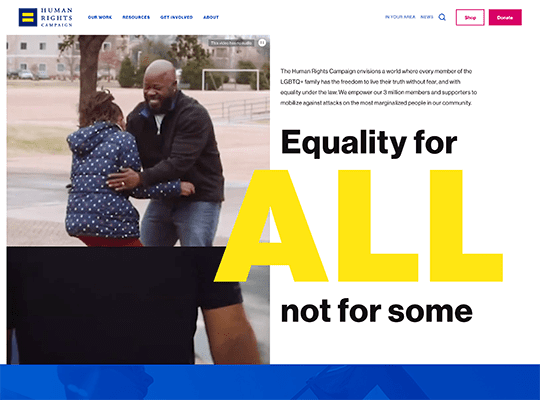 Human Rights Campaign has one of the best nonprofit websites.