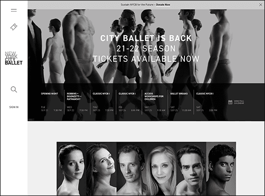 The New York City Ballet has one of the best nonprofit websites.