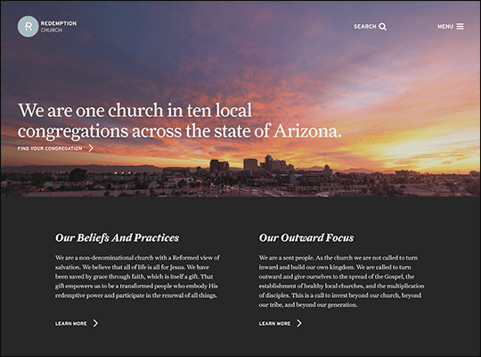 Redemption Church has one of the best nonprofit websites.
