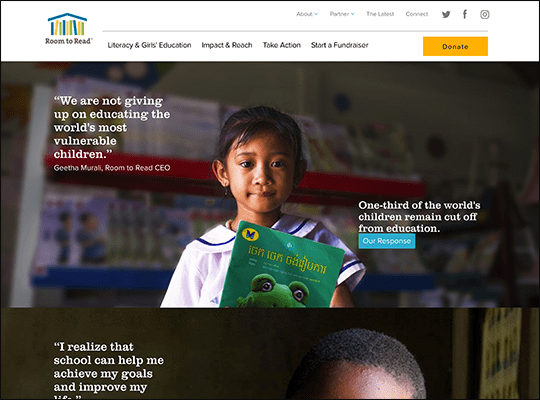 Room to Read has one of the best nonprofit websites.