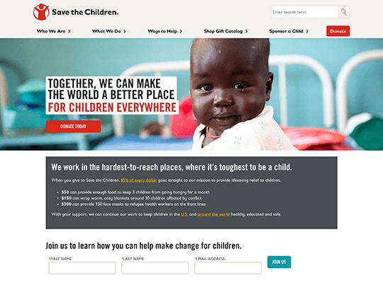 Save the Children has one of the best nonprofit websites.