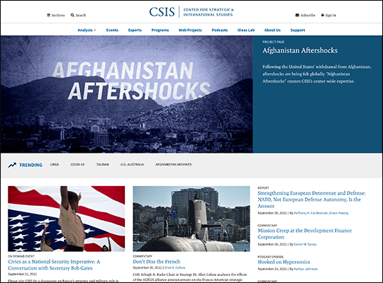 The Center for Strategic and International Studies has one of the best nonprofit websites.