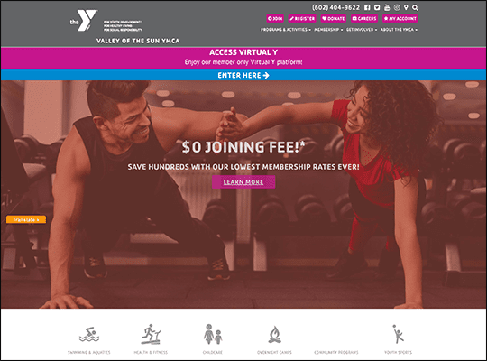 Valley of the Sun YMCA has one of the best nonprofit websites.