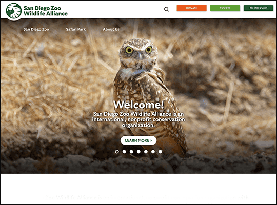 The San Diego Zoo Wildlife Alliance has one of the best nonprofit websites.