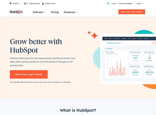 HubSpot is a robust nonprofit website builder and CRM.
